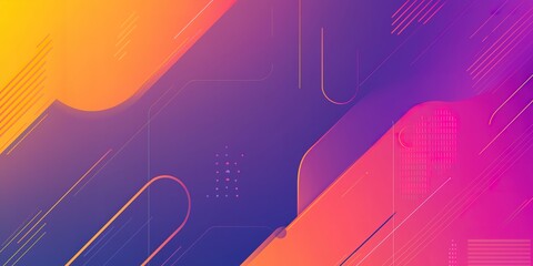 Colorful abstract geometric shapes and lines on a vibrant gradient background
