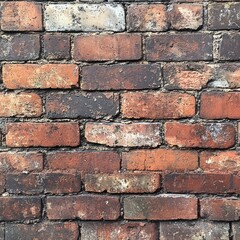 Fototapeta premium Weathered Brick Wall with Irregular Mortar Joints