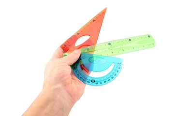Indestructible protractor, ruler and triangle