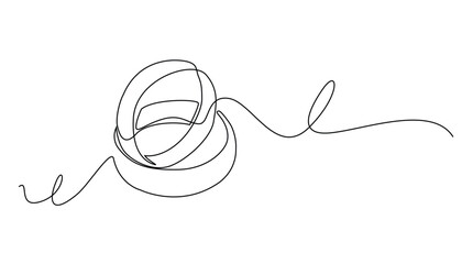 Obraz premium one line vector illustration of wedding ring.line art of couple ring.vector continuous line.isolated white background