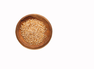 Amaranthus - Bowl full of amaranth seed pops. white background