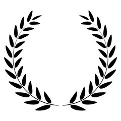 Laurel wreath, Black circular laurel olive branches greek wreath vector illustration, A winner award of olive, stars of victory symbol, achievement heraldry symbol isolated on white background