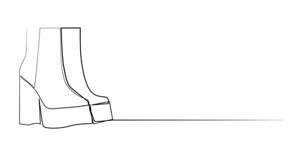 continuous line of women's boots.one line drawing of leather boots for women.singers,artists,public figures.urban woman style line vector illustration.