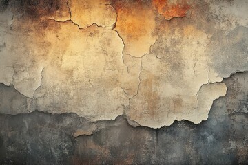 Obraz premium Cracked and Chipped Beige and Gray Wall Texture