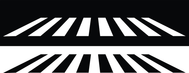 black and white arrow Pedestrian crossing icon. Zebra crossing. Vector icon isolated on white background. Pathway