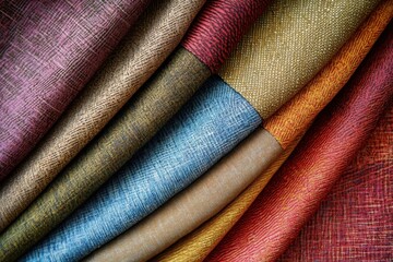 Close-up of Various Textured Fabrics in Different Colors