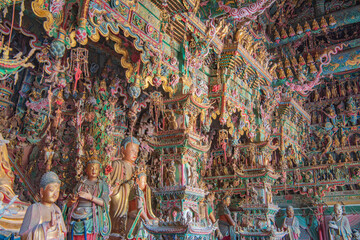 The Xiaoxitian hanging sculptures and paintings in Xi County, Linfen, Shanxi, China