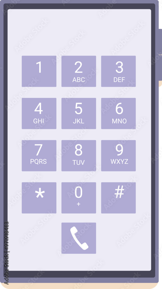 Poster mobile phone is displaying a classic phone keypad for dialing a number
