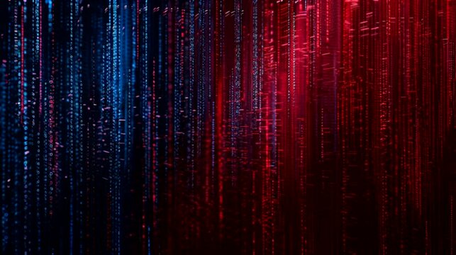Scene of illustration of program code falling, Camera slow motion with different angles
