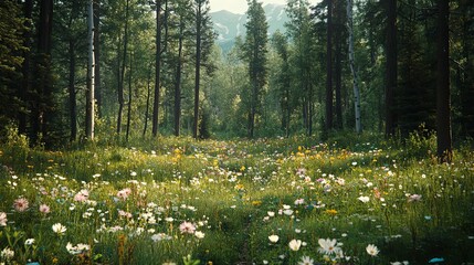 A Wildflower Meadow Surrounded by a Dense Forest