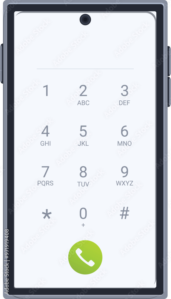 Poster smartphone is displaying a phone call screen with a green call button