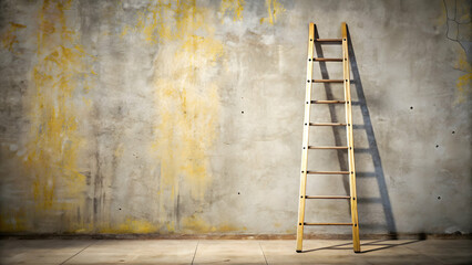 A photogenic scene featuring a ladder and a textured wall.