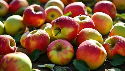 Apples in abundant harvest, vibrant colors, delicious taste, rich in nutrition.