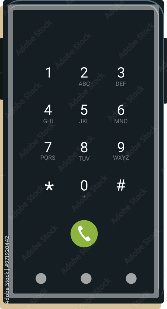 Poster modern smartphone is showing phone call keypad screen