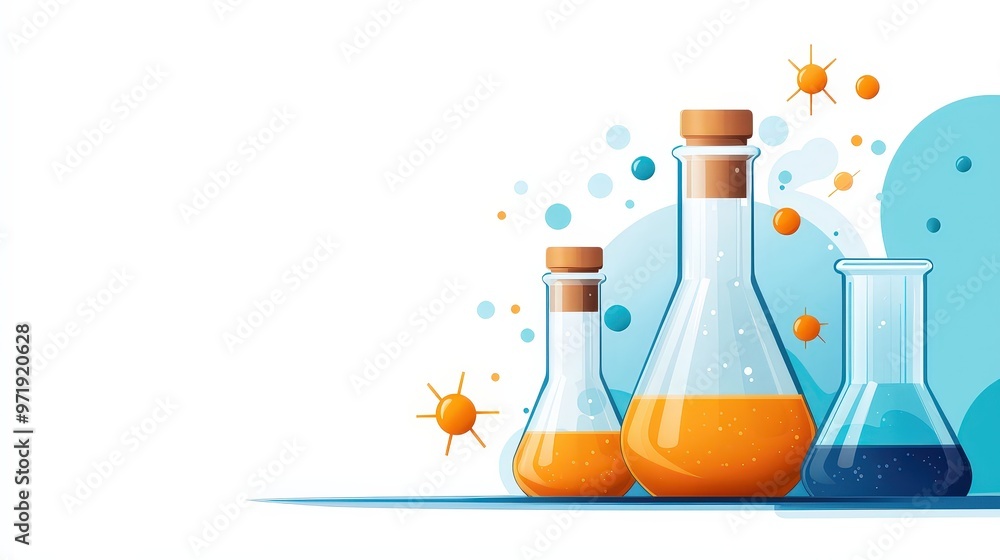 Poster flat design of an experiment showing the laws of motion
