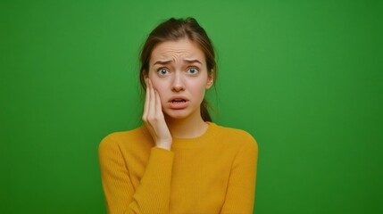 Fototapeta premium Young woman over isolated background having toothache generative ai