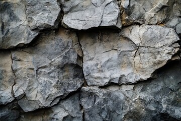 Fototapeta premium Close-up of Gray Cracked Rock Face