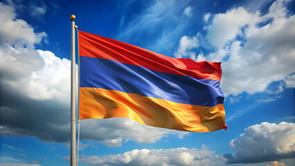 A proud symbol of Armenia, the national flag with its bold colors.