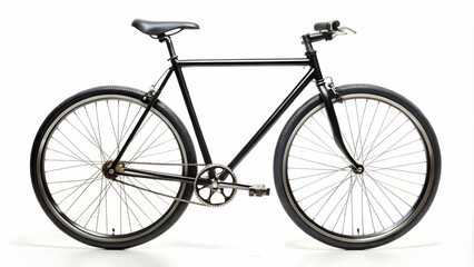 A sleek black fixed gear bicycle with drop handlebars.