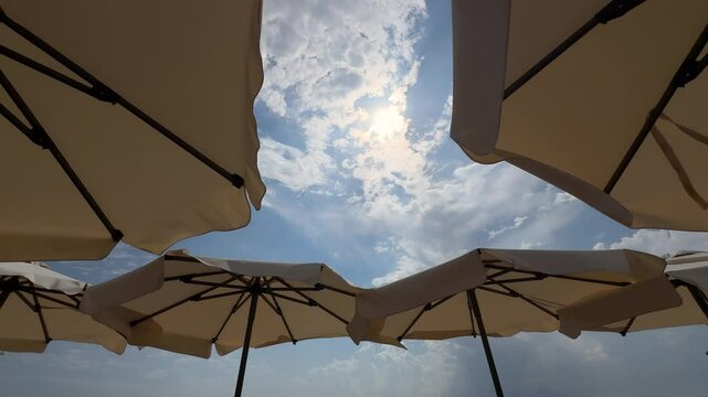 beach umbrellas and beautiful sky view