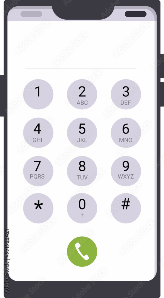Poster smartphone displaying the keypad for dialing a phone number