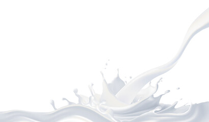 Realistic white milk splash flowing yogurt cream isolated on background. 3d realistic yogurt wave border. Vector Mesh gradient wes used