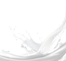 Realistic white milk splash flowing yogurt cream isolated on background. 3d realistic yogurt wave border. Vector Mesh gradient wes used