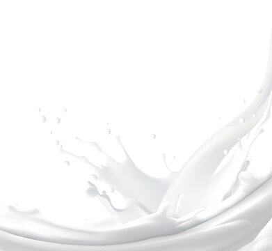 Realistic white milk splash flowing yogurt cream isolated on background. 3d realistic yogurt wave border. Vector Mesh gradient wes used