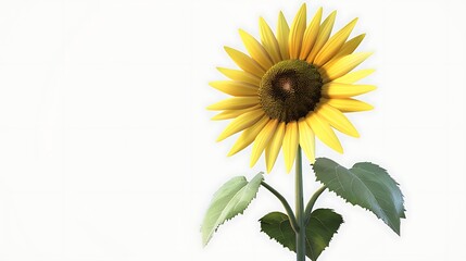 Obraz premium Sunflowers in full bloom seen from close up on white background.