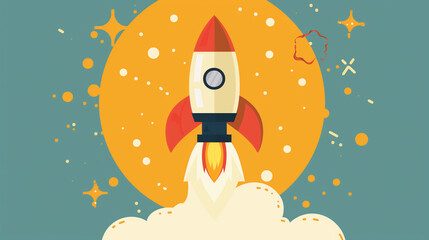 Rocket taking off symbolizing business growth, innovation, and reaching new heights..