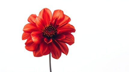 Red Dahlia Isolated on White Background.