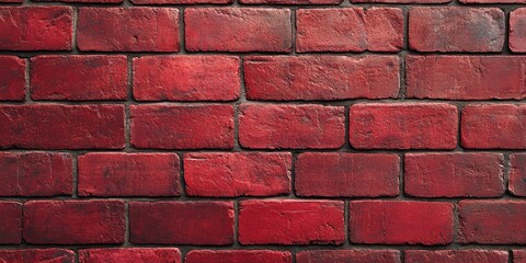 Fototapeta premium Red Brick Wall with Dark Mortar Lines