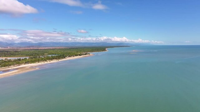 Aerial footage of Bushland Beach Townsville Queensland, Australia