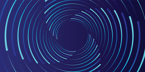 Abstract blue glowing geometric lines on dark blue background. Modern shiny blue circle lines pattern. Futuristic technology concept. Suit for cover  poster  banner  brochure  header  website