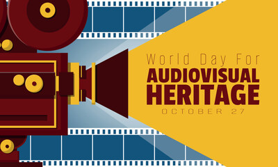 World Day For Audiovisual Heritage Poster with the old video camera is on