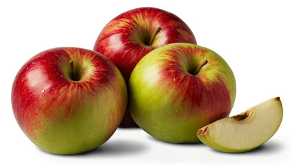 collection of fresh apples isolated on transparent background 