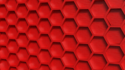 The Red hexagon for Background or Abstract  concept 3d rendering.