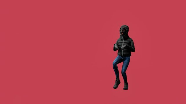 A 3D animated character sneaks stealthily, depicting a thief in action. The scene captures tension, secrecy, and the thrill of a heist in a digital animation style.
