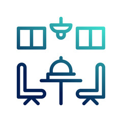 Dining room icons. with outline style and gradient colors. symbol logo illustration.