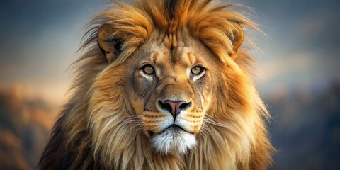 Fototapeta premium Close up of a fierce lion showing its majestic mane, lion, wild, animal, predator, mane, close up, feline, wildlife