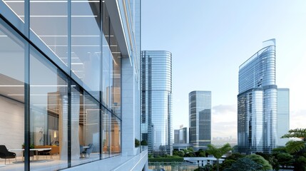 Diverse Team of Investors Discussing Property Investments in Modern Skyscraper with Emphasis on Trade Assurance