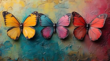 Colorful Butterfly Trio