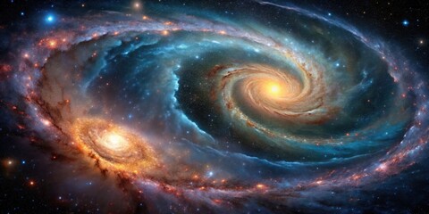 Dynamic galactic swirls captured through mesmerizing astrophotography , space, stars, cosmos, colorful, swirls