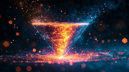 Glowing Orange and Blue Vortex of Particles