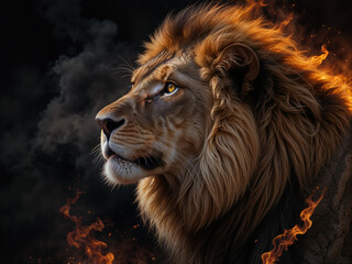 Fototapeta premium Lion & fire