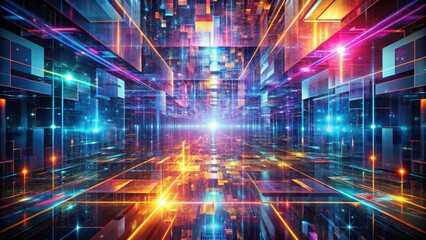 Obraz premium AI technology generating abstract digital artwork, artificial intelligence, generative art, digital design