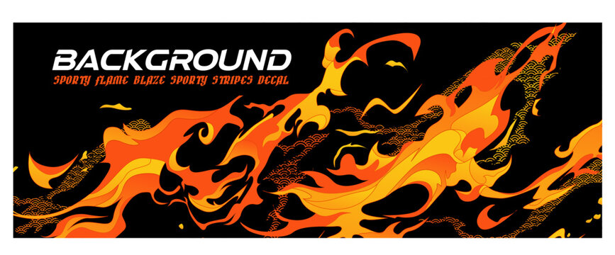 flame fire volcano lava burn Asia Japan illustration anime style banner sporty background decal wrap livery