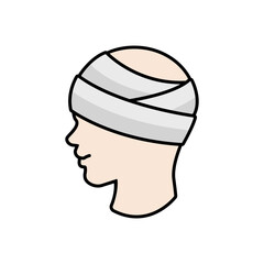 Human head bandage icon for app or web