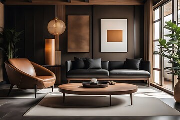 Minimalist beautiful modern living room interior design, modern interior concept for use. contemporary luxury interior design. white bright tone.