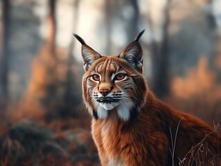 Obraz premium Majestic Iberian Lynx, Forest Predator, Wild Cat in Wilderness